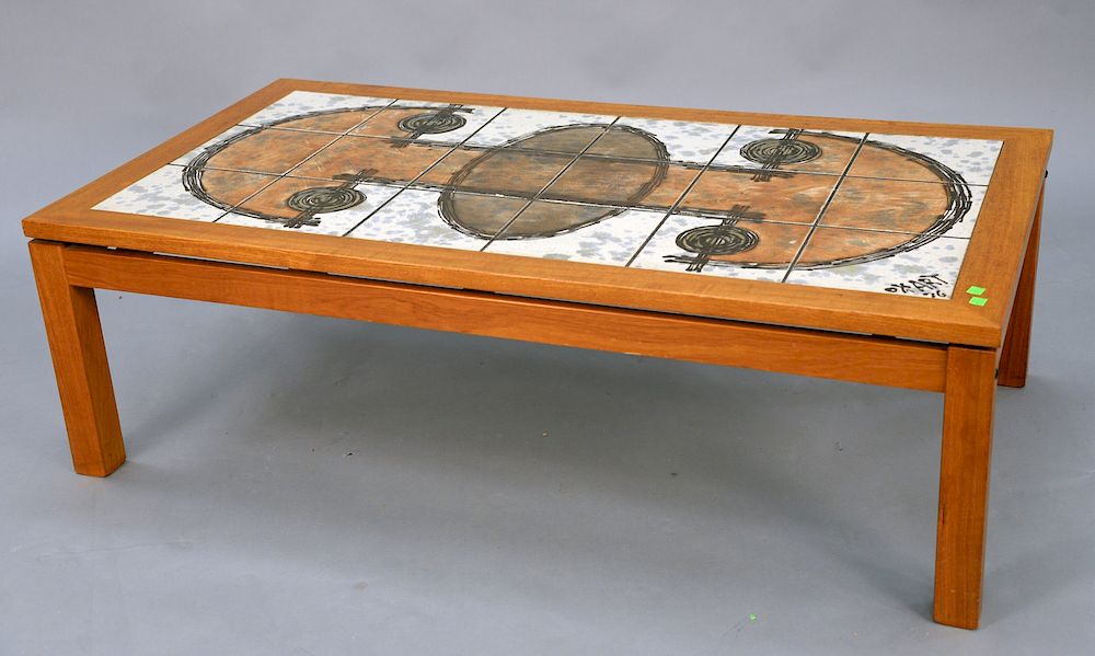 Appraisal: Danish Ox Art tile top coffee table marked Ox Art