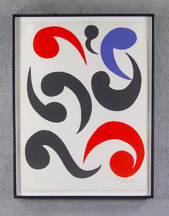 Appraisal: Calder Alexander - Seriograph in black red and blue comma-like