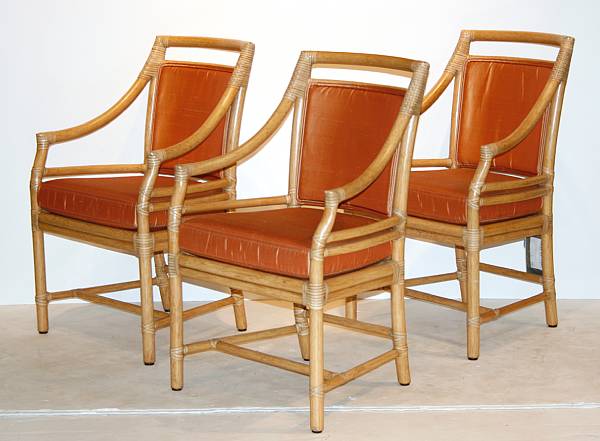 Appraisal: A set of three rattan 'Target' armchairs McGuire Furniture Company