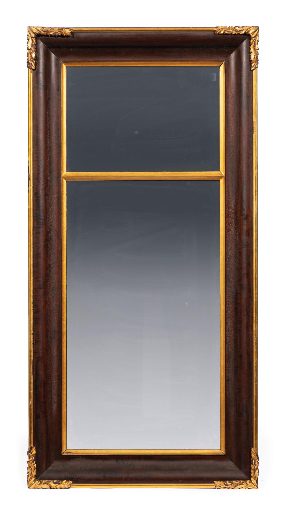 Appraisal: American Classical Faux Bois and Gilt Mirror ogee surround with