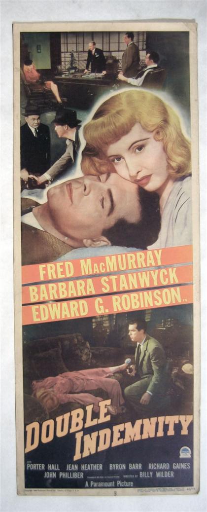 Appraisal: piece Movie Poster Double Indemnity Paramount Color litho insert format