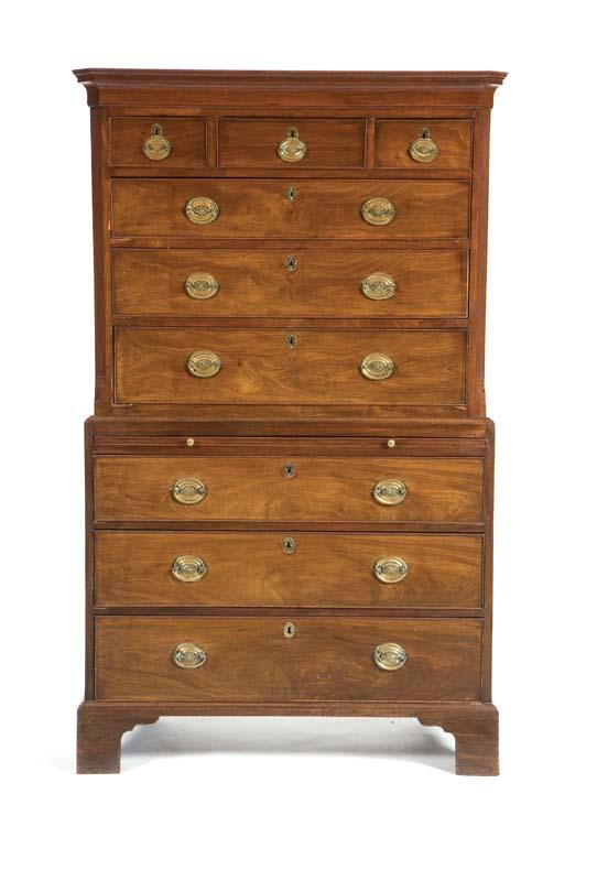 Appraisal: GEORGE III CHEST-ON-CHEST England rd quarter- th century mahogany oak