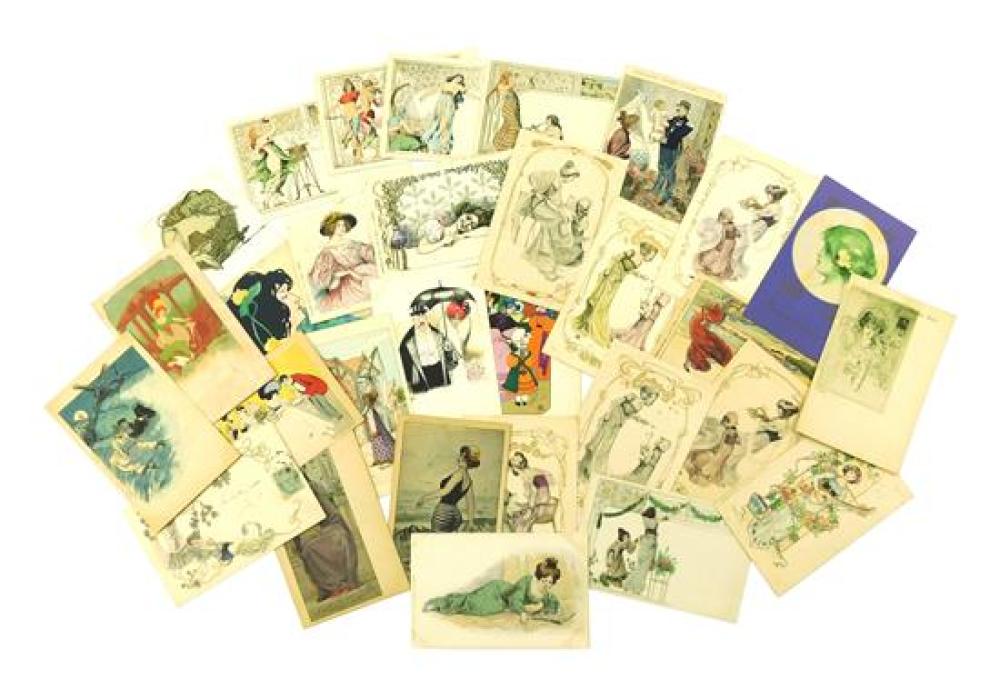 Appraisal: EPHEMERA Thirty postcards large assortment including four Meurein postcards six