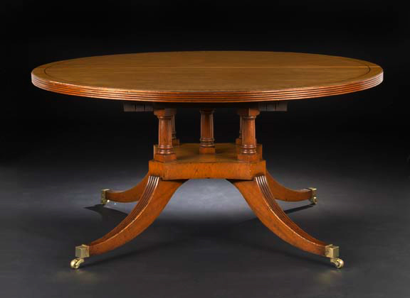 Appraisal: Regency-Style Mahogany and Satinwood Center Table early th century the