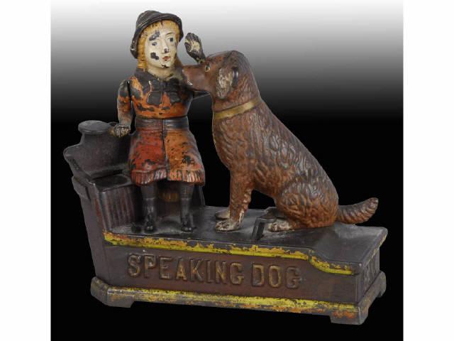 Appraisal: Cast Iron Speaking Dog Mechanical Bank Description Working well All