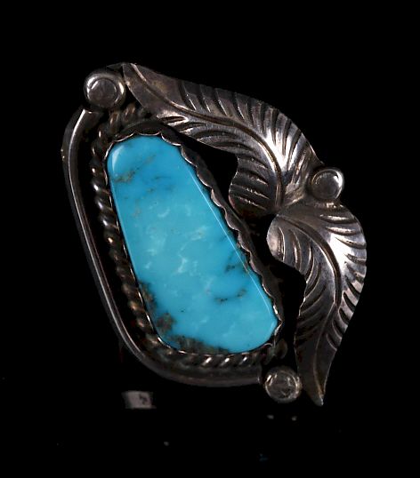 Appraisal: Navajo Morenci Turquoise Silver Ring Included in this lot is