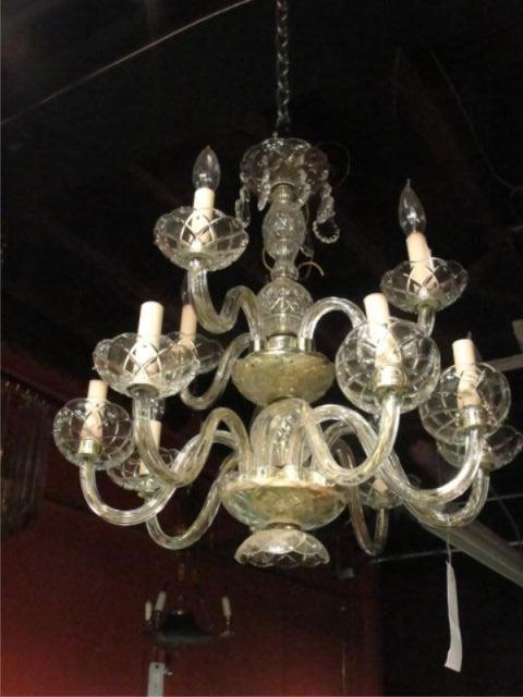 Appraisal: Cut Crystal Multi Arm Chandelier Missing drops Dimensions approx diameter