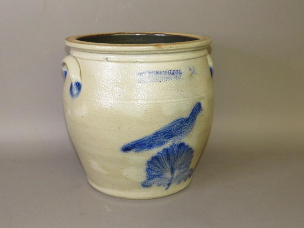 Appraisal: GALLON COBALT BIRD DECORATED COWDEN WILCOX STOca salt glazed slightly