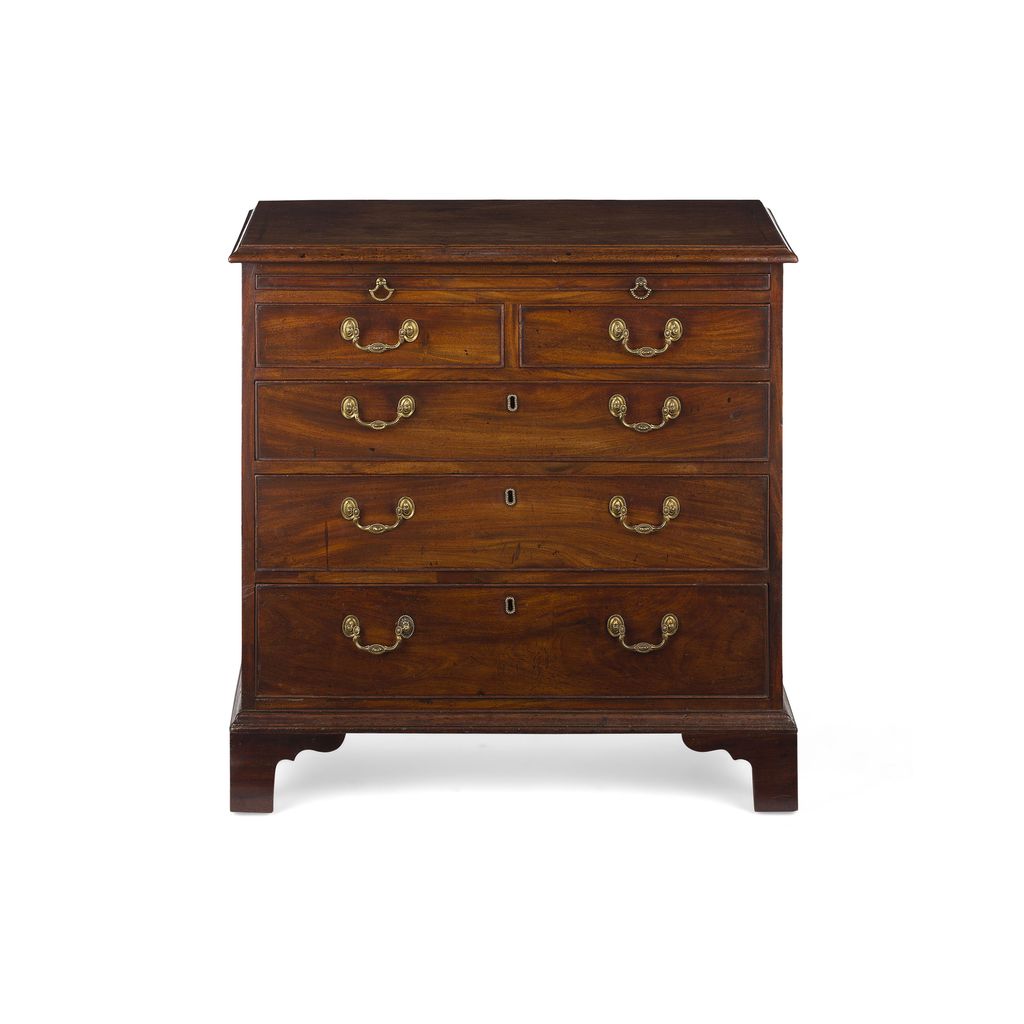 Appraisal: GEORGE III MAHOGANY BACHELOR'S CHEST OF DRAWERS TH CENTURY the