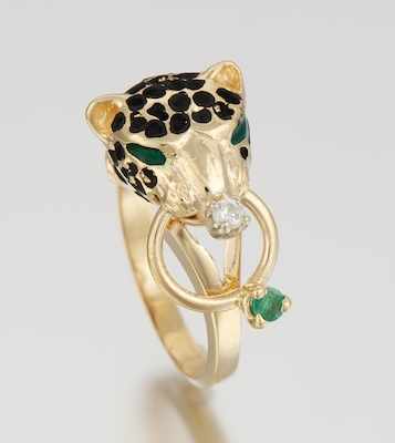 Appraisal: A Leopard Head Design Ring k yellow gold ring designed