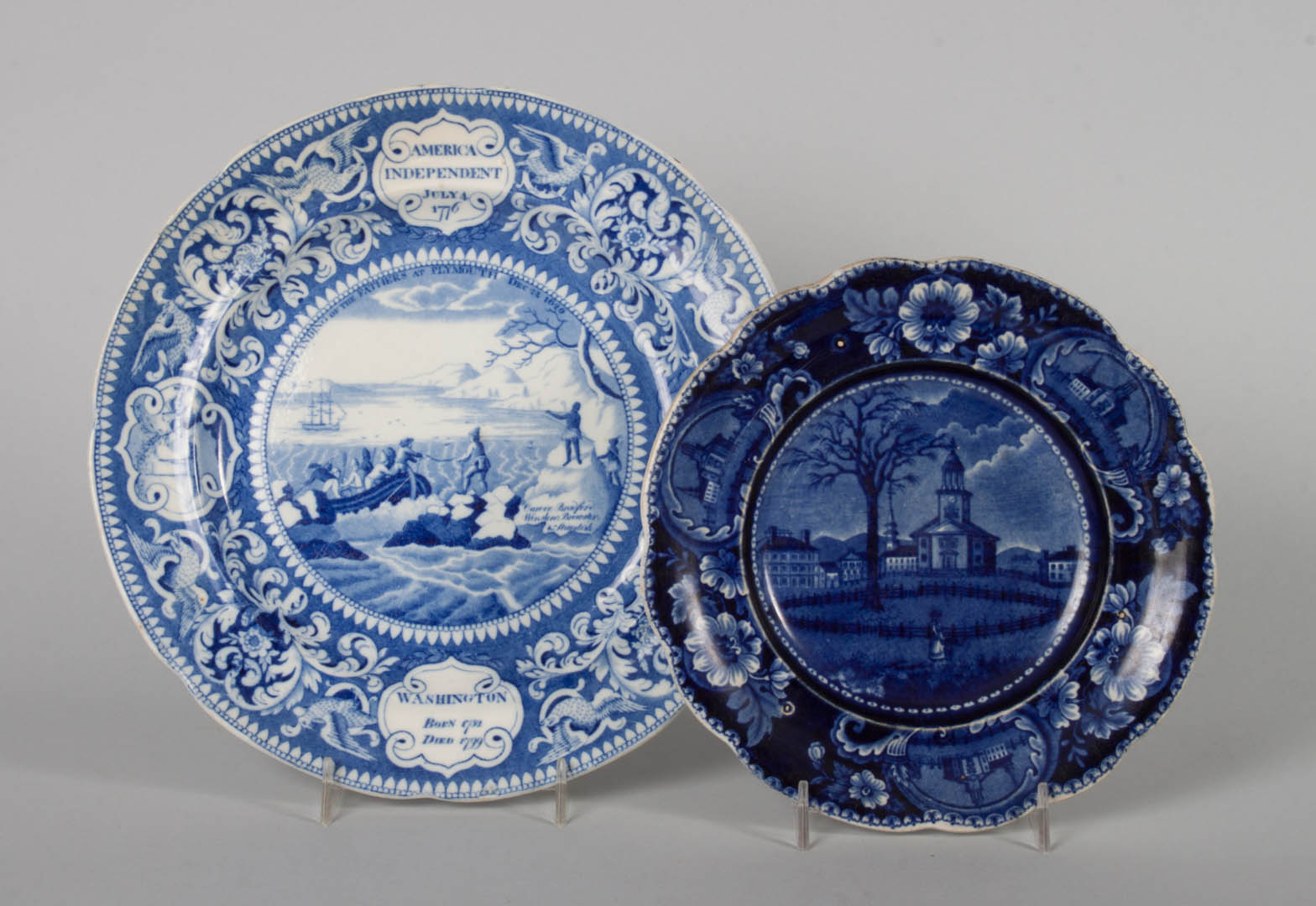 Appraisal: Two Staffordshire blue transferware plates first quarter- th century Clews