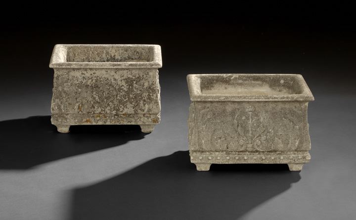 Appraisal: Pair of Cast-Stone Garden Planters in the neoclassical taste each