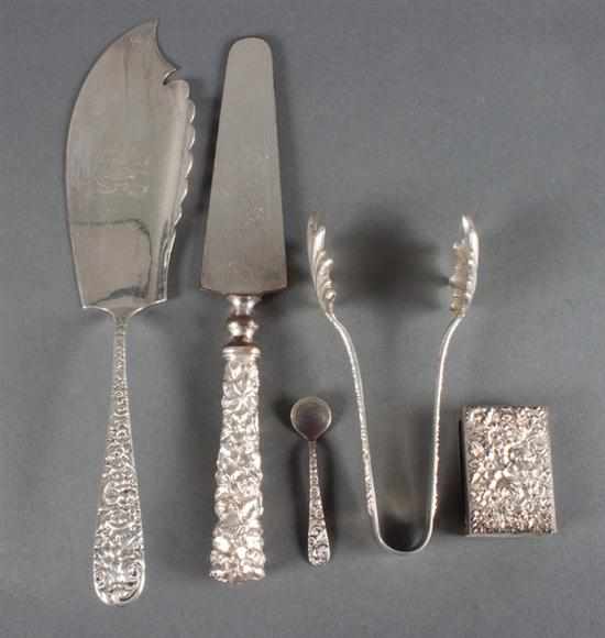 Appraisal: Group of American repousse sterling silver serving pieces by various