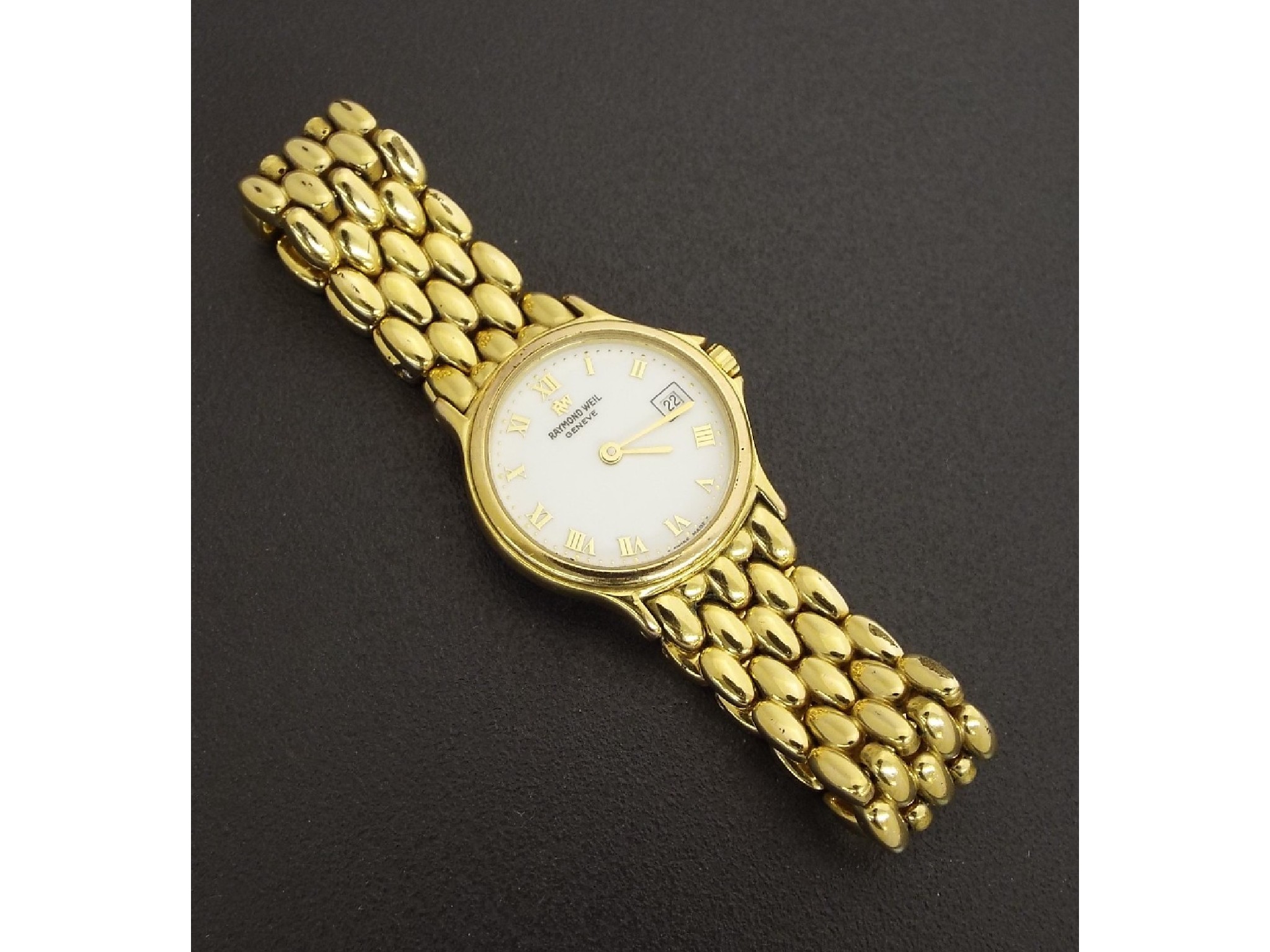 Appraisal: Raymond Weil Geneve gold plated lady's bracelet watch ref case