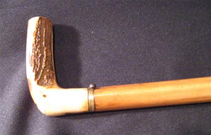 Appraisal: Horn handle push trigger gun cane possibly dumonthier With a