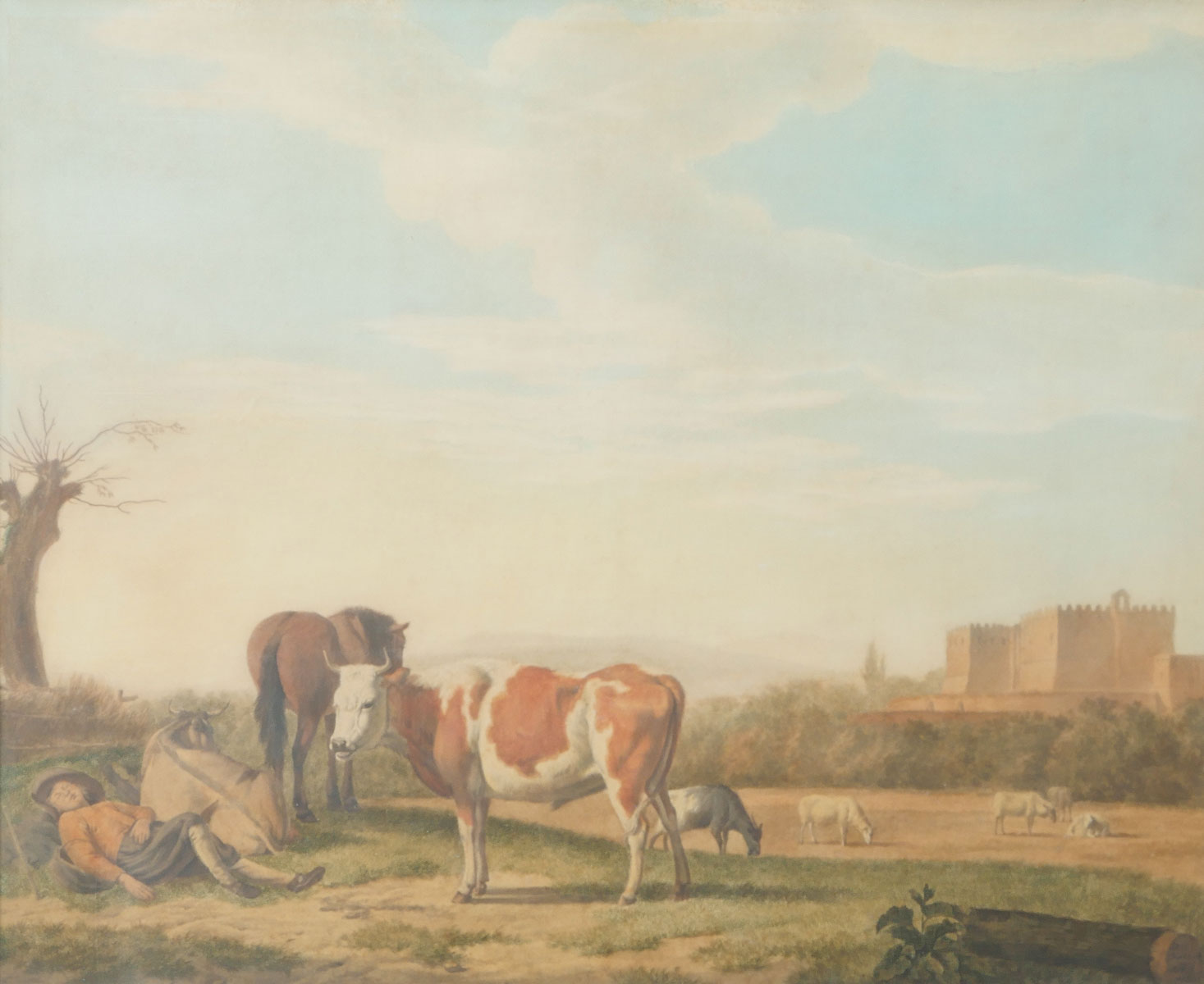 Appraisal: KOEKKOEK Barend Cornelis Dutch - Sleeping Farmer in a Landscape