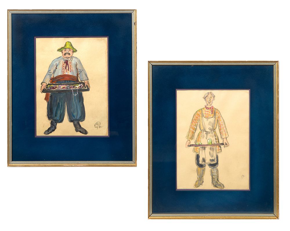 Appraisal: A PAIR OF COSTUME DESIGNS BY MSTISLAV DOBUZHINSKY RUSSIAN-LITHUANIAN -