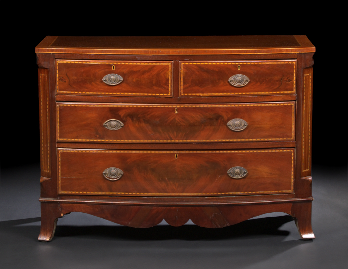 Appraisal: Regency-Style Mahogany and Burlwood Bowfront Chest third quarter th century