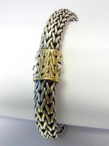 Appraisal: John Hardy K yellow gold and sterling silver mesh bracelet