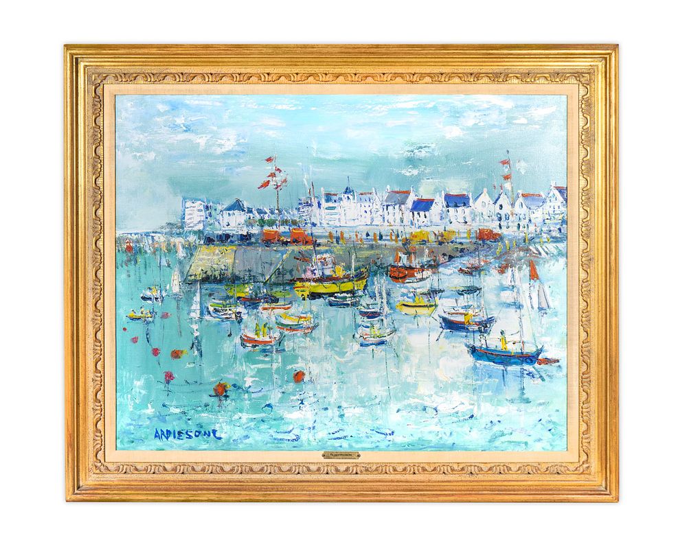 Appraisal: Yolande Ardisonne French b Boats in Harbor Yolande Ardisonne French