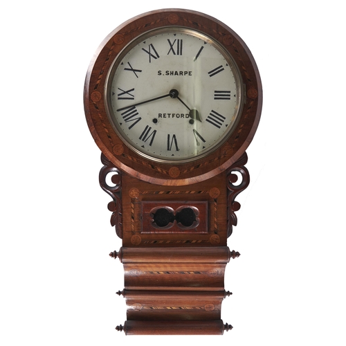 Appraisal: A Victorian walnut and inlaid trunk dial wall clock S