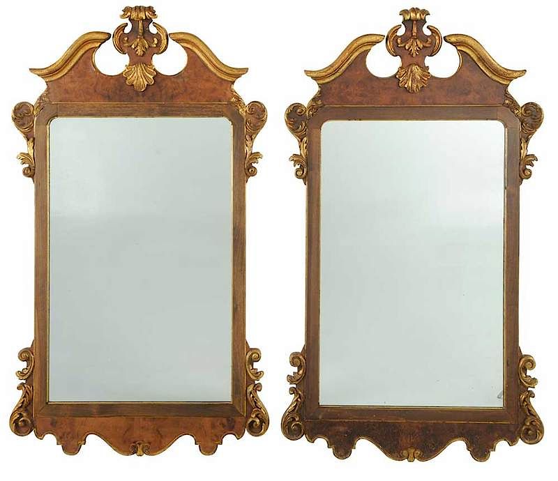 Appraisal: Pair Chippendale Style Parcel Gilt Mirrors Italian late th century