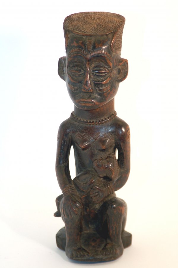 Appraisal: Luba female figure possibly Upemba of dark brown wood seated