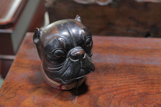 Appraisal: CARVED BOXER DOG INKWELL English late th century Wonderful carved