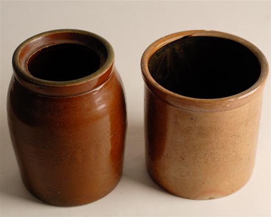 Appraisal: Two Stoneware Crocks one with brown saltglaze chips to the