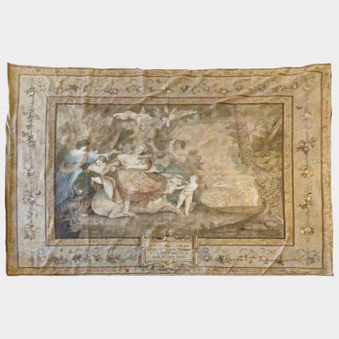 Appraisal: Large Painted Wall Hanging of The Rape of Europa after