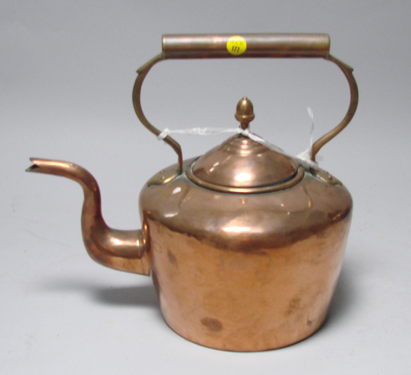 Appraisal: ANTIQUE COPPER WATER KETTLE th CenturyWith acorn finial and dovetail