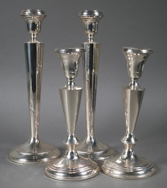 Appraisal: Two pairs of candle stick holders all weighted sterling silver