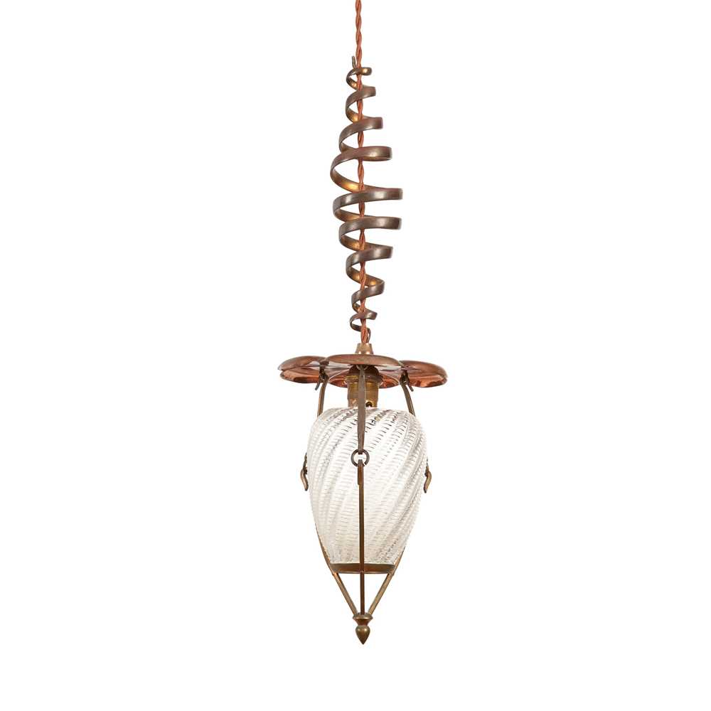 Appraisal: W A S BENSON - ARTS CRAFTS HANGING LIGHT CIRCA