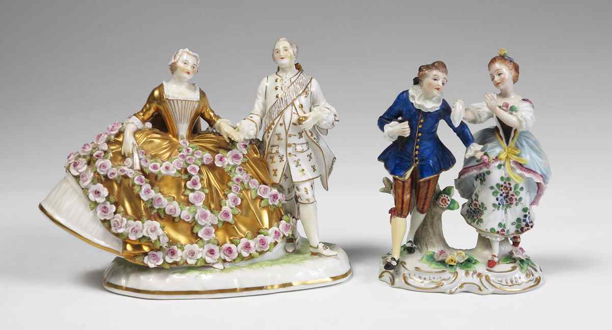 Appraisal: PIECE FINE PORCELAIN DOUBLE FIGURES To include Gilt decorated man