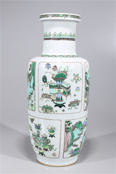 Appraisal: Chinese famille verte enameled porcelain vase with river scenes and