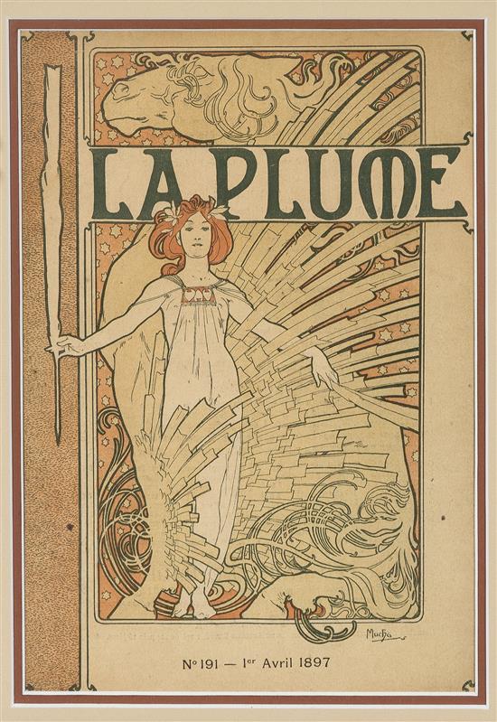 Appraisal: Sale Lot Alphonse Mucha Czech - Cover for La Plume