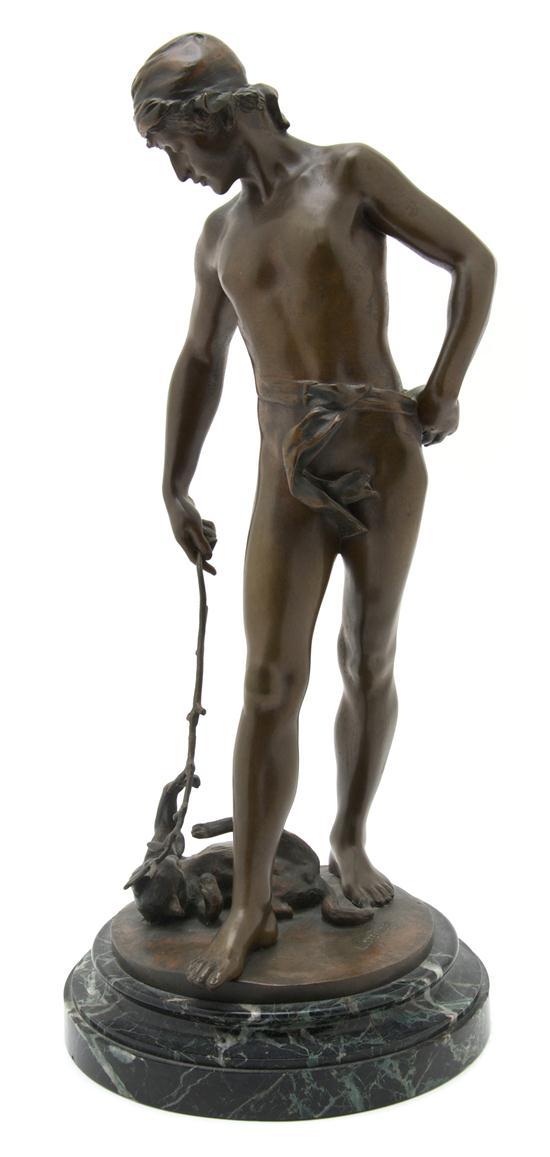 Appraisal: Bronze Figure of a Young Male After L Steiner depicted