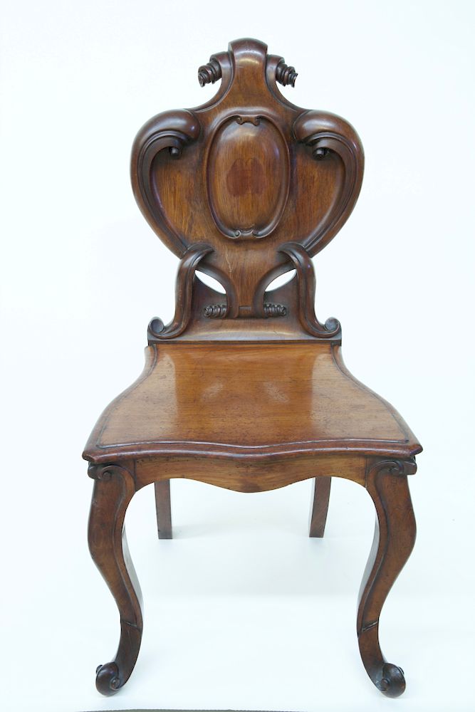 Appraisal: English Mahogany Hall Chair circa Exclusive on Bidsquare English Mahogany