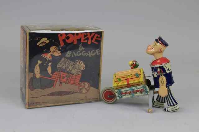 Appraisal: BOXED POPEYE EXPRESS Marx lithographed tin c parrot in cart