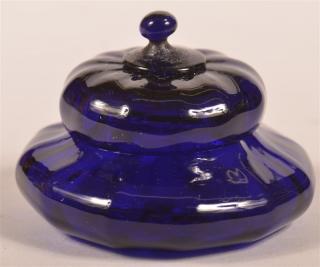 Appraisal: Cobalt Blue Blown Rib Covered Ink Well h x -