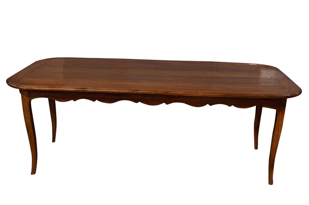 Appraisal: COUNTRY FRENCH FRUITWOOD FARM TABLE inches wide inches deep inches