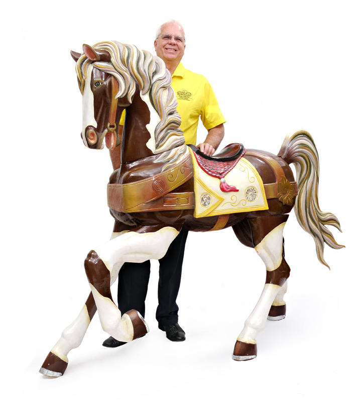 Appraisal: CARVED PAINTED LIFE SIZE CAROUSEL HORSE Brown and white free