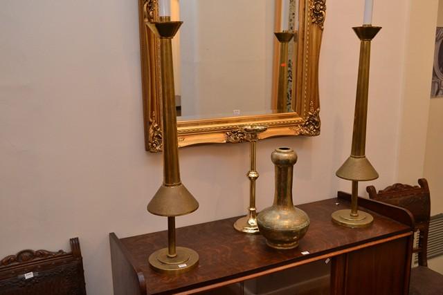 Appraisal: GROUP OF ECCLESIASTICAL BRASS CANDLESTICKS