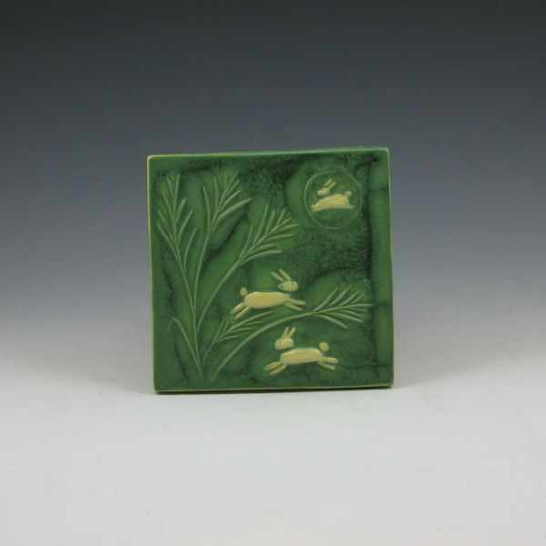 Appraisal: Prairie Art Tile Arts Craft Rabbit tile Marked Prairie Mint