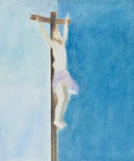 Appraisal: Craigie Aitchison - Crucifixion after Delacriox oil on canvas titled