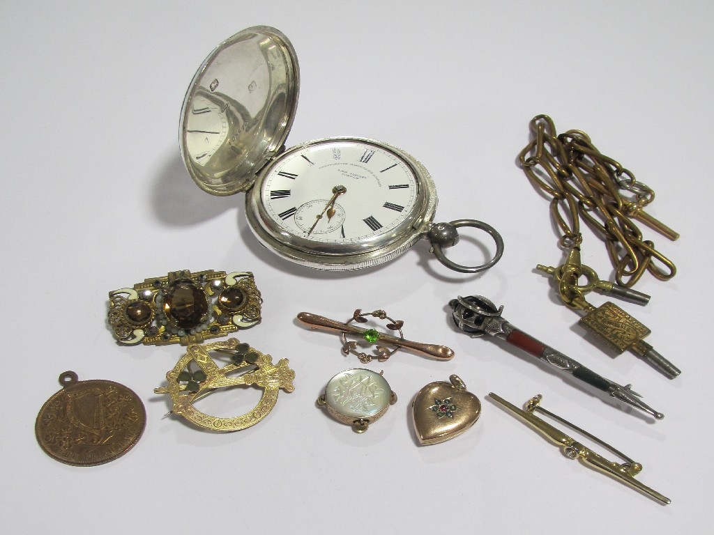 Appraisal: Lot comprising a silver John Forrest pocket watch Scottish silver