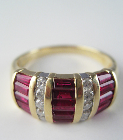 Appraisal: A Gold Ruby and Diamond Ring K marked yellow gold