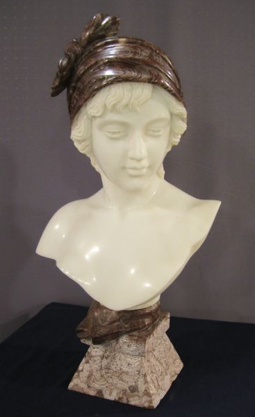 Appraisal: Figural Marble Bust Double combination bust white marble with mocha