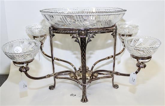 Appraisal: Sale Lot A Silver-Plate and Cut Glass Epergne Height inches