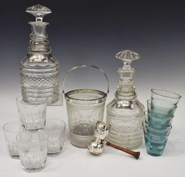 Appraisal: lot of Barware including cut glass decanters with Stieff sterling